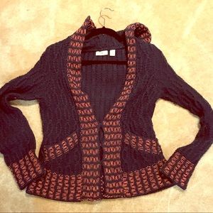 Lovely Anthropologie navy and red cardigan sweater